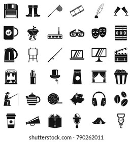Leisure icons set. Simple style of 36 leisure vector icons for web isolated on white background
