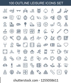 leisure icons. Trendy 100 leisure icons. Contain icons such as air balloon, Dice, snow board, billiards, skate board, bowling, puzzle, joystick. leisure icon for web and mobile.