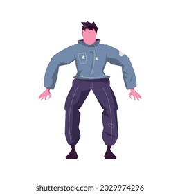 Leisure man flat composition with isolated male character standing in ready pose vector illustration