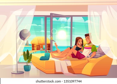 Couple Luxurious Hotel Room Stock Illustrations Images