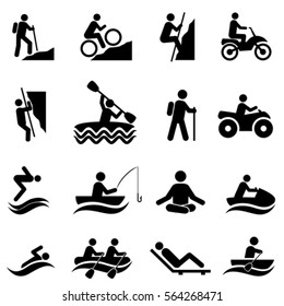 Leisure And Outdoor Recreation Activities Icon Set