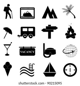 Leisure and recreation icon set on white background