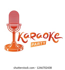 Leisure and relaxation lifestyle presentation, karaoke party invitation poster created with stage microphone illustration.