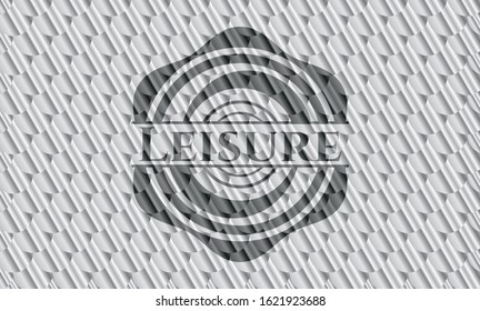 Leisure shiny silver emblem. Scales pattern. Vector Illustration. Detailed.