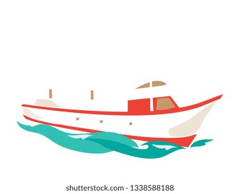 Leisure Ship on the Water. Vector Illustration