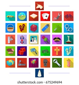 leisure, sport, transportation and other web icon in flat style.dress, robbery, business icons in set collection.
