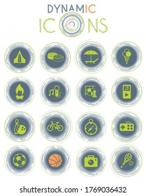 leisure vector icons on white background with dynamic lines for animation for web and user interface design