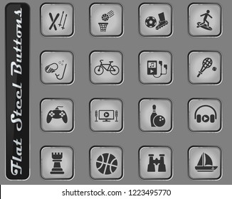 leisure vector web icons on the flat steel buttons