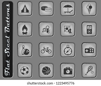 leisure vector web icons on the flat steel buttons