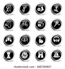 leisure web icons - black round chrome buttons