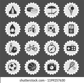 leisure web icons stylized postage stamp for user interface design