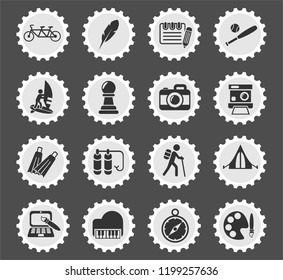 leisure web icons stylized postage stamp for user interface design