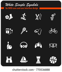 leisure web white icons for user interface design
