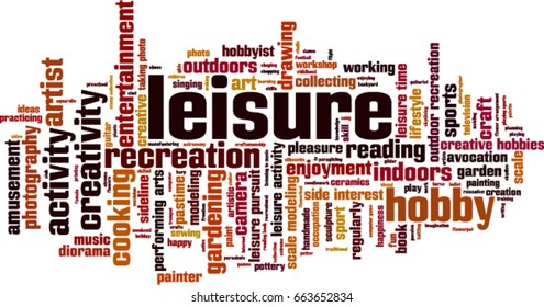 Leisure word cloud concept. Vector illustration