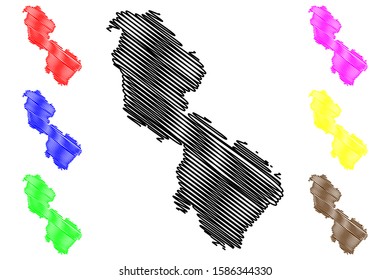 Leitrim County Council (Republic of Ireland, Counties of Ireland) map vector illustration, scribble sketch Leitrim map