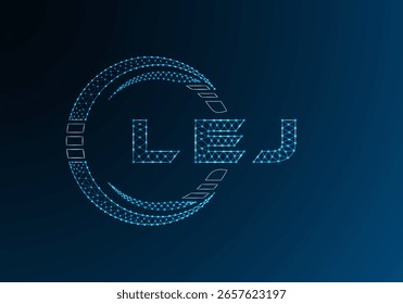 LEJ diseño de Vector de logotipo de letra de polietileno baja. LEJ diseño de logotipo de poliéster inferior. Logotipo de poliéster bajo.