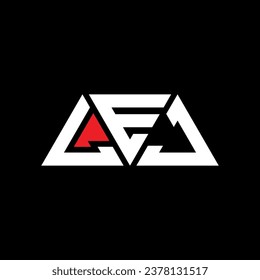 LEJ triangle letter logo design with triangle shape. LEJ triangle logo design monogram. LEJ triangle vector logo template with red color. LEJ triangular logo Simple, Elegant, and Luxurious design.