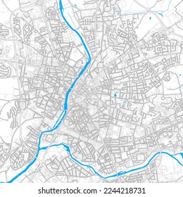 LeMans, Sarthe, France high resolution vector map with editable paths. Bright outlines for main roads. Use it for any printed and digital background. Blue shapes and lines for water.