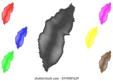 Lemba District (Democratic Republic of Sao Tome and Principe, Saint Thomas and Prince) map vector illustration, scribble sketch Lemba map