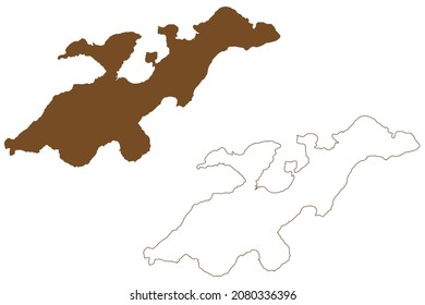 Lembata island (Republic of Indonesia, Lesser Sunda Islands) map vector illustration, scribble sketch Lomblen map