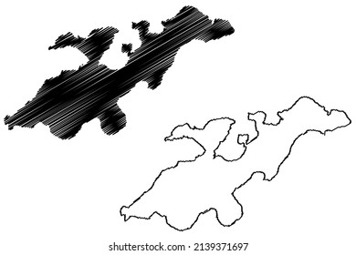 Lembata island (Republic of Indonesia, Lesser Sunda Islands) map vector illustration, scribble sketch Lomblen map