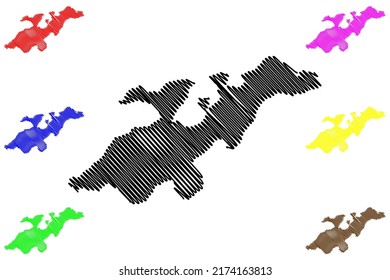 Lembata island (Republic of Indonesia, Lesser Sunda Islands) map vector illustration, scribble sketch Lomblen map