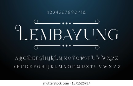 Lembayung: Artistic and elegant alphabet collection. Serif font set decorative. Vector design.