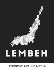 Lembeh - communication network map of island. Lembeh trendy geometric design on dark background. Technology, internet, network, telecommunication concept. Vector illustration.