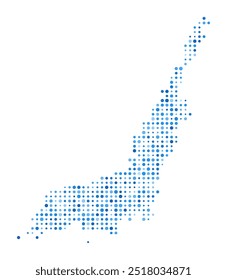 Lembeh Dot Map Forma de Estilo Digital Island. Imagem do vetor Lembeh. Forma de ilha pontos circulares azuis. Ilustração vetorial com estilo.