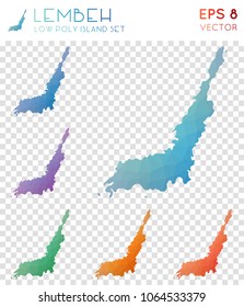 Lembeh geometric polygonal, mosaic style island maps collection. Beautiful low poly style, modern design for infographics or presentations.