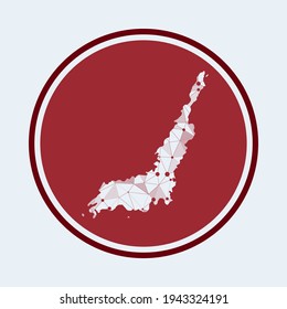 Icono de Lembeh. Logo tecnológico de moda de la isla. Diseño redondo de malla geométrica. Tecnología, internet, red, concepto de telecomunicaciones. Ilustración vectorial.