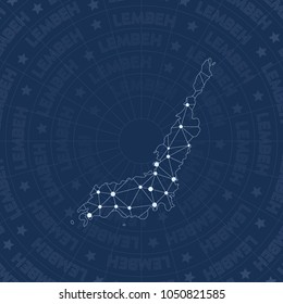 Lembeh network style island map. Authentic space style, modern design for infographics or presentation.