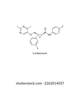 Lemborexant flat skeletal molecular structure Orexin antagonist drug used in insomnia treatment. Vector illustration.