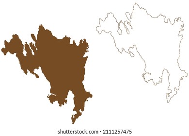 Lemland island (Republic of Finland, Aland Islands) map vector illustration, scribble sketch Lemland map