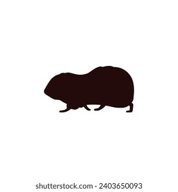 Lemming black silhouette. Tundra rodent animal shape. Isolated flat vector illustration.