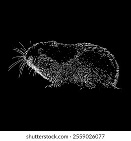 lemming hand drawing vector isolated on black background.