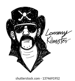 Lemmy Kilmister Vector Cartoon Illustration