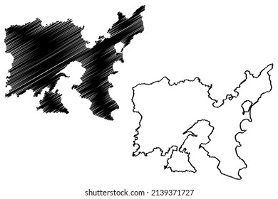 Lemnos island (Hellenic Republic, Greece) map vector illustration, scribble sketch Limnos map