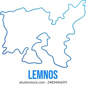 Lemnos simplified map outline blue gradient line