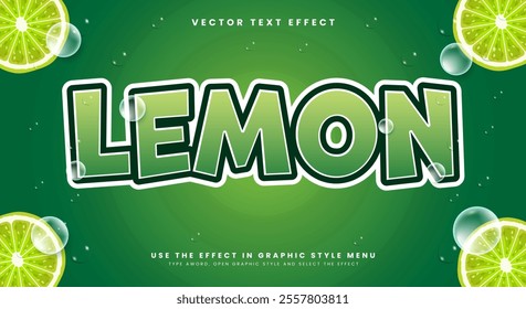 Lemon 3d editable text effect template with modern and simple style