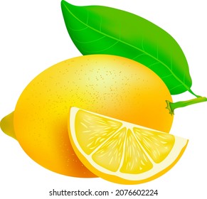 Lemon. 3d realistic vector icon of fresh fruit