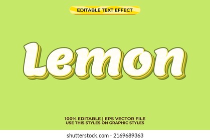 lemon 3d text effect with nature theme. green typography template for lemon product
