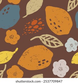 Vetor de rapport padrão estilizado de textura grunge abstrata de limão