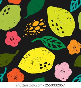 Lemon Abstrakte Grunge Textur stilisierte Muster Rapport Vektor