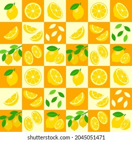 Lemon abstract seamless geometric vector pattern for packaging design