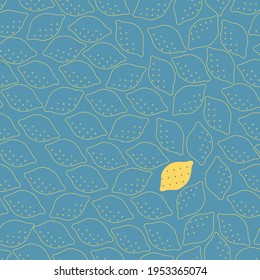 Patrón abstracto de limón para impresión de verano colorida. Ilustración de estilo de contorno del vector.