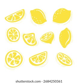 Ilustración de dibujos animados de Colección de decoración de forma Abstractas de limón