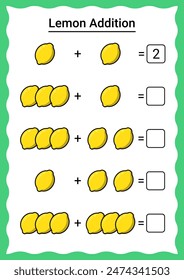 Lemon Addition Worksheet for Kids