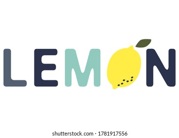 Lemon Alphabet mit Zitrone und Blatt