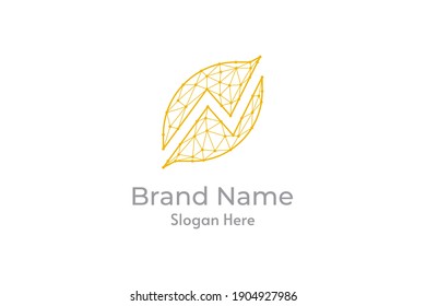 Lemon analytics modern logo made of dots and lines isolated on white background.